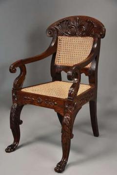 Mid 19th century Anglo Indian carved padouk open armchair - 4806296