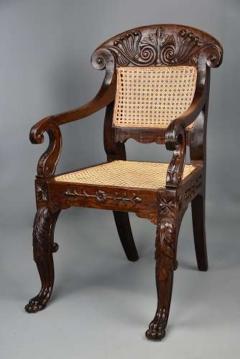 Mid 19th century Anglo Indian carved padouk open armchair - 4806297