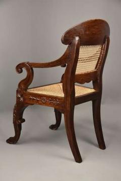 Mid 19th century Anglo Indian carved padouk open armchair - 4806298