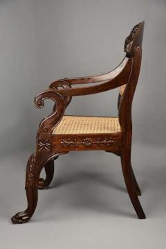 Mid 19th century Anglo Indian carved padouk open armchair - 4806299