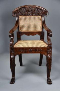 Mid 19th century Anglo Indian carved padouk open armchair - 4806308
