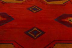 Mid 20th Century Art Deco Design Black Brown Gold Orange Handmade Wool Rug - 2456473