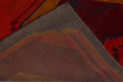 Mid 20th Century Art Deco Design Black Brown Gold Orange Handmade Wool Rug - 2456475