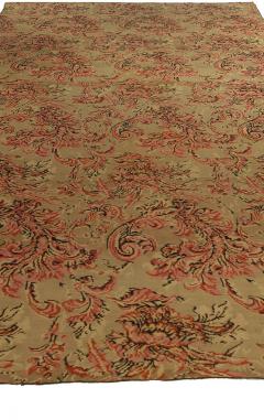 Mid 20th Century Bessarabian Beige Pink Brown Bold Botanic Handmade Wool Rug - 2457237