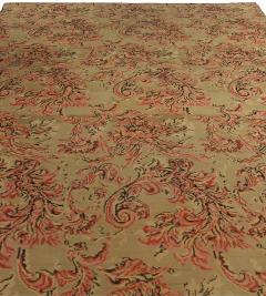 Mid 20th Century Bessarabian Beige Pink Brown Bold Botanic Handmade Wool Rug - 2457238