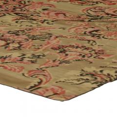 Mid 20th Century Bessarabian Beige Pink Brown Bold Botanic Handmade Wool Rug - 2457240