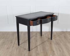Mid 20th Century Black Console Desk with Curved Front and Original Leather Top - 4364617