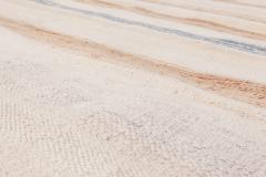 Mid 20th Century Blue Brown and Beige Striped Indian Dhurrie Cotton Rug - 2441865