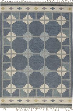 Mid 20th Century Blue Gray Ivory Swedish Snowflake Rug by Ingegerd Silow - 2441743