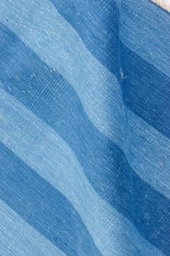 Mid 20th Century Blue Striped Indian Dhurrie Cotton Rug - 2442454