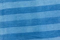 Mid 20th Century Blue Striped Indian Dhurrie Cotton Rug - 2442459