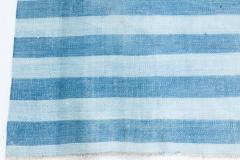 Mid 20th Century Blue Striped Indian Dhurrie Handmade Cotton Rug - 2441892