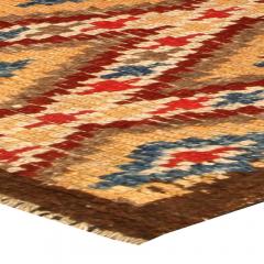 Mid 20th Century Bold Moroccan Red Blue Tan Yellow Cream Handmade Wool Rug - 2453337