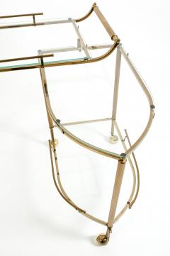 Mid 20th Century Brass Glass Three Tier Swivel Wheeled Bar Cart - 1125660