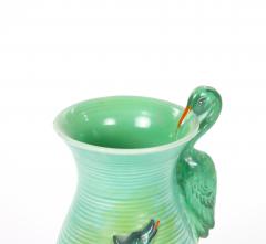 Mid 20th Century Burleigh Ware England Green Ceramic Heron Pitcher - 4823155