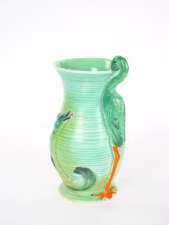 Mid 20th Century Burleigh Ware England Green Ceramic Heron Pitcher - 4823157