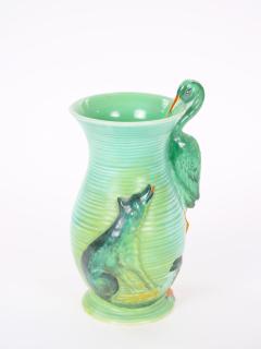 Mid 20th Century Burleigh Ware England Green Ceramic Heron Pitcher - 4823159