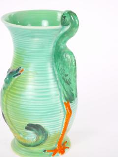 Mid 20th Century Burleigh Ware England Green Ceramic Heron Pitcher - 4823160