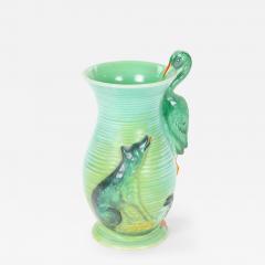 Mid 20th Century Burleigh Ware England Green Ceramic Heron Pitcher - 4824374