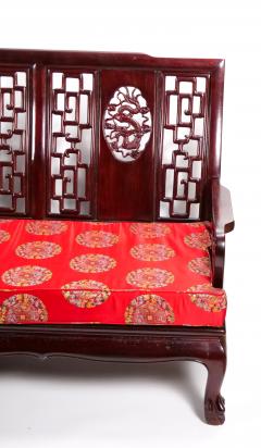 Mid 20th Century Chinese Carved Rosewood Long Bench Sofa - 3986294