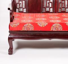 Mid 20th Century Chinese Carved Rosewood Long Bench Sofa - 3986295