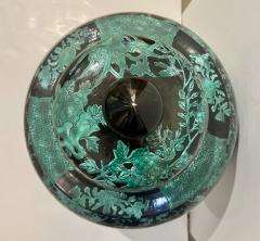 Mid 20th Century Chinese Export Black Green Tall Baluster Ginger Jar with Cover - 4306886