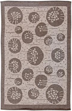 Mid 20th Century Double Sided Botanic Gray Swedish Flat Weave Wool Rug by Orsa - 3582285