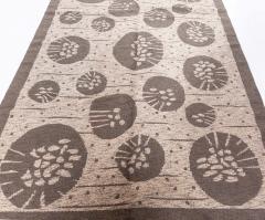 Mid 20th Century Double Sided Botanic Gray Swedish Flat Weave Wool Rug by Orsa - 3582286