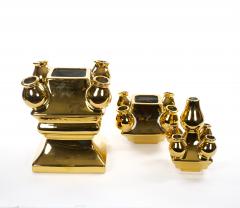 Mid 20th Century Dutch Delft Gilt Porcelain Three Tier Topiary Centerpiece Vase - 4552666