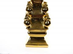 Mid 20th Century Dutch Delft Gilt Porcelain Three Tier Topiary Centerpiece Vase - 4552670