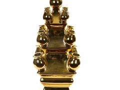 Mid 20th Century Dutch Delft Gilt Porcelain Three Tier Topiary Centerpiece Vase - 4552671