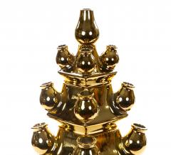 Mid 20th Century Dutch Delft Gilt Porcelain Three Tier Topiary Centerpiece Vase - 4552672