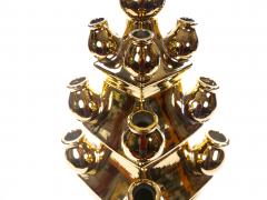 Mid 20th Century Dutch Delft Gilt Porcelain Three Tier Topiary Centerpiece Vase - 4552674