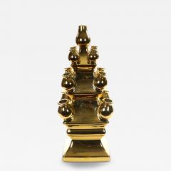Mid 20th Century Dutch Delft Gilt Porcelain Three Tier Topiary Centerpiece Vase - 4553693