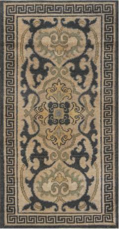 Mid 20th Century Floral Beige Blue Green Yellow Japanese Handwoven Wool Rug - 2441437