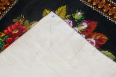 Mid 20th Century Floral Needlework Black Green Pink Purple Yellow Rug - 2457164