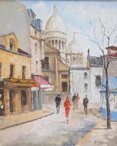 Mid 20th Century French Montmartre Place du Tertre Oil on Canvas Sacr C ur - 4473901