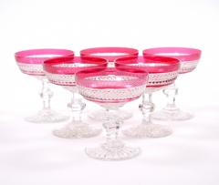 Mid 20th Century French Saint Louis Ruby Crystal Coupe Service For 8 People - 3886132