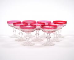 Mid 20th Century French Saint Louis Ruby Crystal Coupe Service For 8 People - 3886133