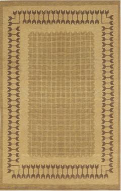 Mid 20th Century Geometric Swedish Double Sided Brown Flat Weave Rug - 2442363