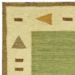 Mid 20th Century Green Swedish Flat Woven Rug - 2439772