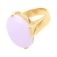 Mid 20th Century Gumps Signed 23 94 Carat Lavender Jade and Yellow Gold Ring - 3500467