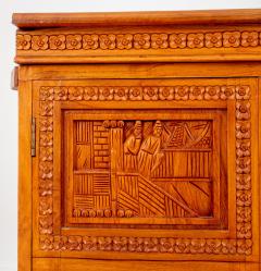 Mid 20th Century Heavily Hand Carved Wood Cocktail Bar Cabinet - 3008237