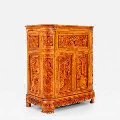 Mid 20th Century Heavily Hand Carved Wood Cocktail Bar Cabinet - 3010550