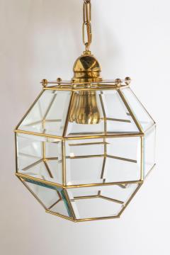 Mid 20th Century Italian Brass and Glass Geometric Lantern Pendant - 4088632