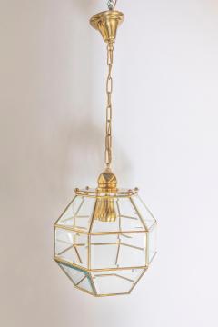 Mid 20th Century Italian Brass and Glass Geometric Lantern Pendant - 4088648
