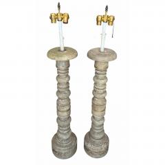 Mid 20th Century Italian Country Column Form Table Lamps a Pair - 4795186