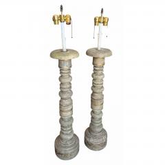 Mid 20th Century Italian Country Column Form Table Lamps a Pair - 4795187