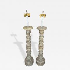 Mid 20th Century Italian Country Column Form Table Lamps a Pair - 4796536