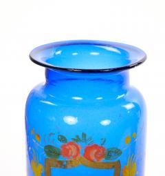 Mid 20th Century Italian Gilt and Hand Painted Cobalt Blue Glass Apothecary Jars - 4793721